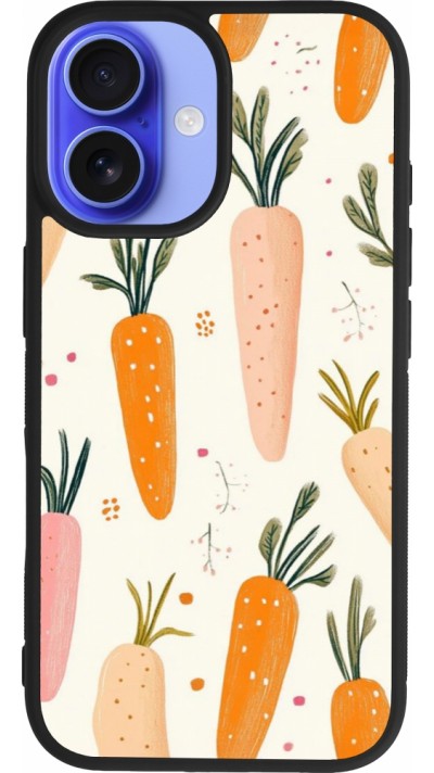Coque iPhone 16 - Silicone rigide noir Easter 2026 Illustration carrots