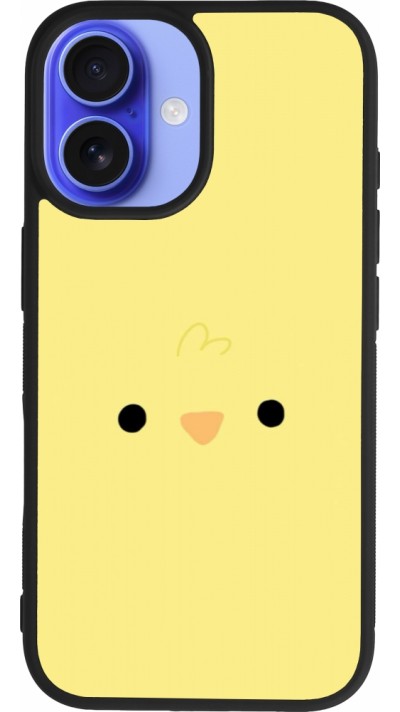 Coque iPhone 16 - Silicone rigide noir Easter 2026 Little chicken