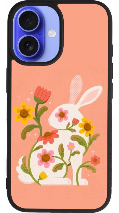 Coque iPhone 16 - Silicone rigide noir Easter 2026 Rabbit collage