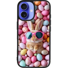 Coque iPhone 16 - Silicone rigide noir Easter 2026 Rabbit fun