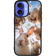 Coque iPhone 16 - Silicone rigide noir Easter 2026 Rabbits