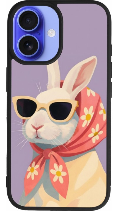 Coque iPhone 16 - Silicone rigide noir Easter 2026 Rabbit with scarf