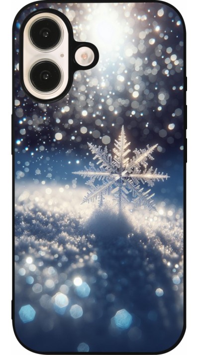 iPhone 16 Case Hülle - Silikon schwarz Schneeflocke Solar Glanz