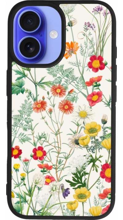 iPhone 16 Case Hülle - Silikon schwarz Flora Botanical Wildlife