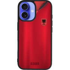 Coque iPhone 16 - Silicone rigide noir Maillot de football Albanie personnalisable