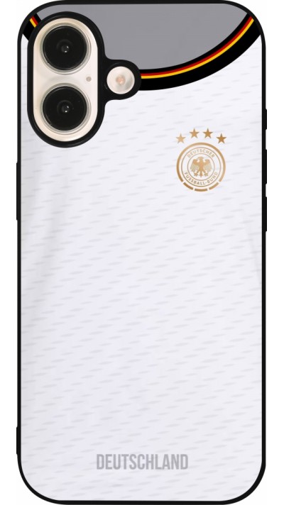 Coque iPhone 16 - Silicone rigide noir Maillot de football Allemagne 2022 personnalisable
