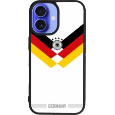 Coque iPhone 16 - Silicone rigide noir Maillot de football Allemagne 2026 personnalisable