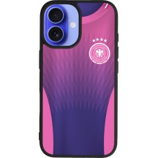 Coque iPhone 16 - Silicone rigide noir Maillot de football Allemagne Extérieur personnalisable