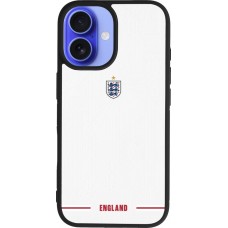 Coque iPhone 16 - Silicone rigide noir Maillot de football Angleterre 2026 personnalisable