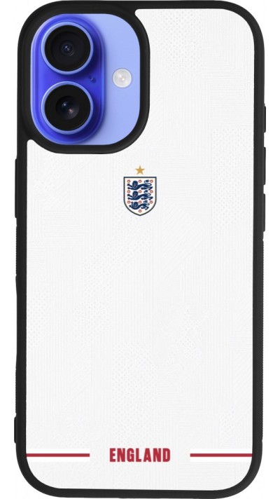 Coque iPhone 16 - Silicone rigide noir Maillot de football Angleterre 2026 personnalisable