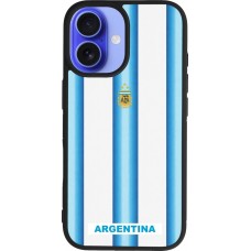 Coque iPhone 16 - Silicone rigide noir Maillot de football Argentine 2026 personnalisable