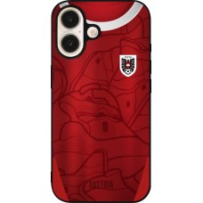 Coque iPhone 16 - Silicone rigide noir Maillot de football Autriche personnalisable