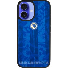 Coque iPhone 16 - Silicone rigide noir Maillot de football Bosnie-Herzégovine 2026 personnalisable