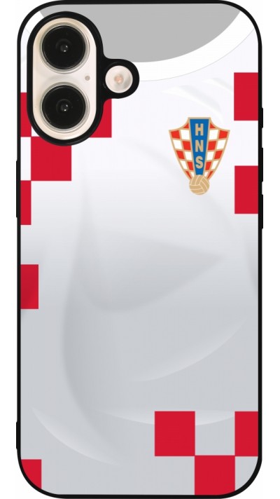 iPhone 16 Case Hülle - Silikon schwarz Kroatien 2022 personalisierbares Fussballtrikot