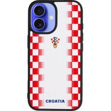 Coque iPhone 16 - Silicone rigide noir Maillot de football Croatie 2026 personnalisable