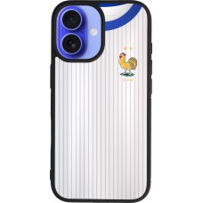 Coque iPhone 16 - Silicone rigide noir Maillot de football France Extérieur personnalisable