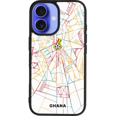 Coque iPhone 16 - Silicone rigide noir Maillot de football Ghana 2026 personnalisable