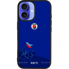 Coque iPhone 16 - Silicone rigide noir Maillot de football Haiti 2026 personnalisable