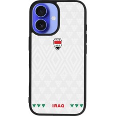 Coque iPhone 16 - Silicone rigide noir Maillot de football Irak 2026 personnalisable