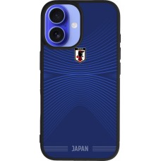Coque iPhone 16 - Silicone rigide noir Maillot de football Japon 2026 personnalisable