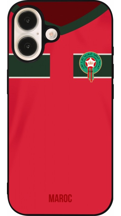 iPhone 16 Case Hülle - Silikon schwarz Marokko 2022 personalisierbares Fussballtrikot