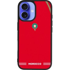 Coque iPhone 16 - Silicone rigide noir Maillot de football Maroc 2026 personnalisable