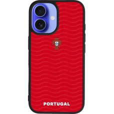 Coque iPhone 16 - Silicone rigide noir Maillot de football Portugal 2026 personnalisable