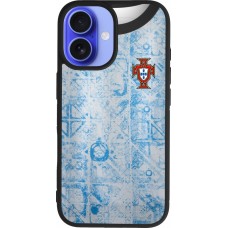 Coque iPhone 16 - Silicone rigide noir Maillot de football Portugal Extérieur personnalisable