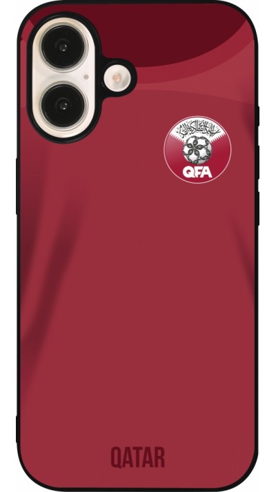 iPhone 16 Case Hülle - Silikon schwarz Katar 2022 personalisierbares Fussballtrikot
