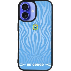 Coque iPhone 16 - Silicone rigide noir Maillot de football RD Congo 2026 personnalisable