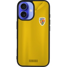 Coque iPhone 16 - Silicone rigide noir Maillot de football Roumanie