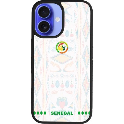 Coque iPhone 16 - Silicone rigide noir Maillot de football Sénégal 2026 personnalisable