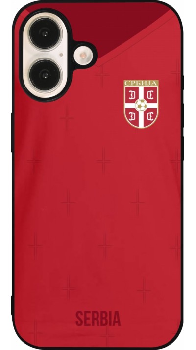 iPhone 16 Case Hülle - Silikon schwarz Serbien 2022 personalisierbares Fussballtrikot