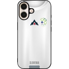 Coque iPhone 16 - Silicone rigide noir Maillot de football Slovénie