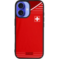 Coque iPhone 16 - Silicone rigide noir Football shirt Switzerland 2022