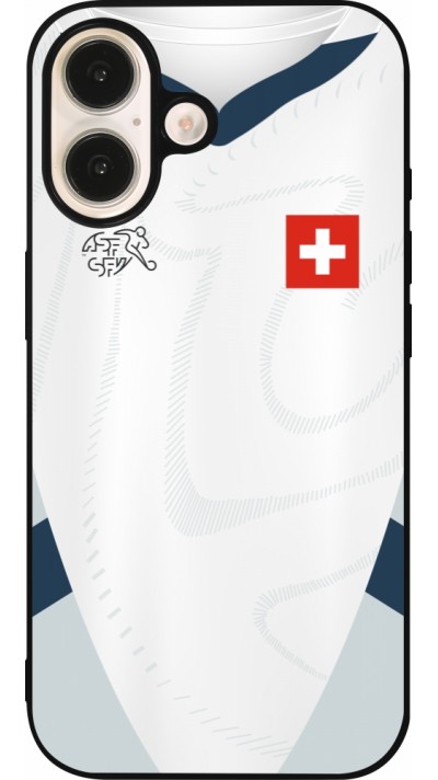 iPhone 16 Case Hülle - Silikon schwarz Schweiz Away personalisierbares Fussballtrikot