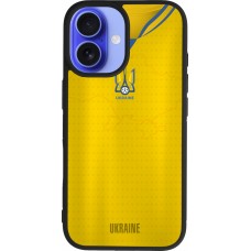 Coque iPhone 16 - Silicone rigide noir Maillot de football Ukraine