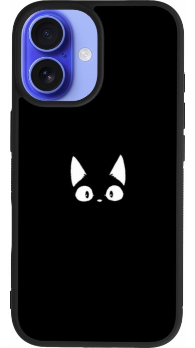 iPhone 16 Case Hülle - Silikon schwarz Funny cat on black