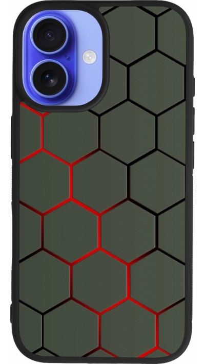 iPhone 16 Case Hülle - Silikon schwarz Geometric Line red