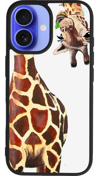 iPhone 16 Case Hülle - Silikon schwarz Giraffe Fit