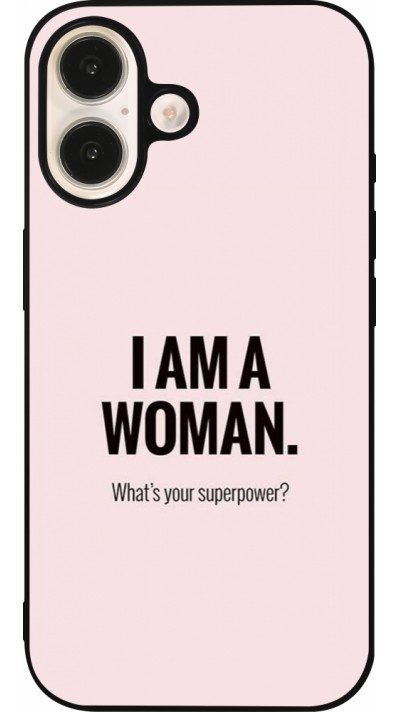 iPhone 16 Case Hülle - Silikon schwarz I am a woman