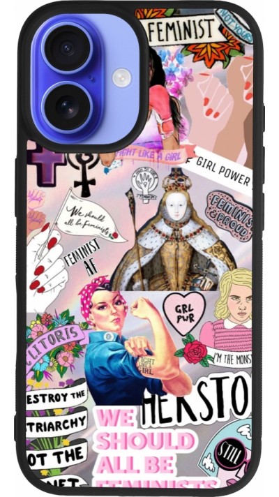 iPhone 16 Case Hülle - Silikon schwarz Girl Power Collage