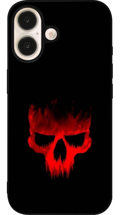 iPhone 16 Case Hülle - Silikon schwarz Halloween 2023 scary skull