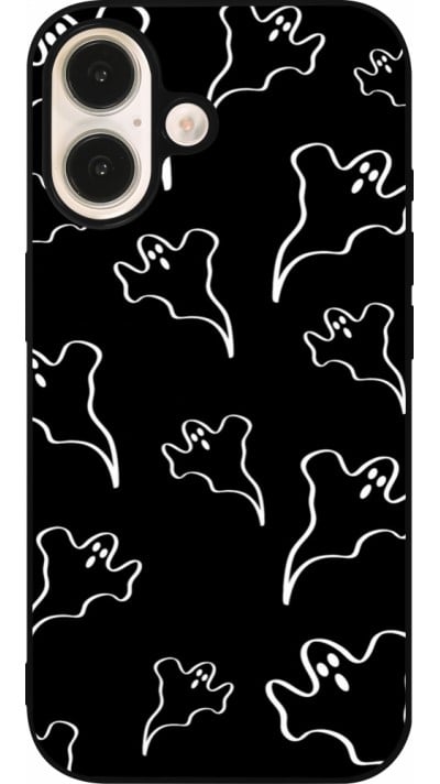 iPhone 16 Case Hülle - Silikon schwarz Halloween 2024 black and white ghosts