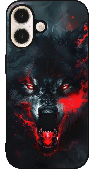 iPhone 16 Case Hülle - Silikon schwarz Halloween 2024 mad werewolf