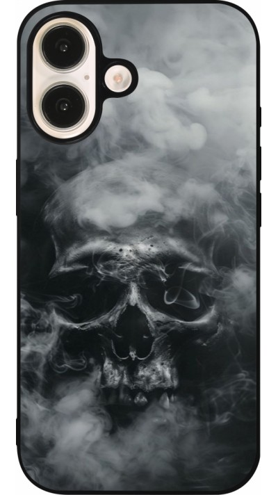 iPhone 16 Case Hülle - Silikon schwarz Halloween 2024 smoky skull
