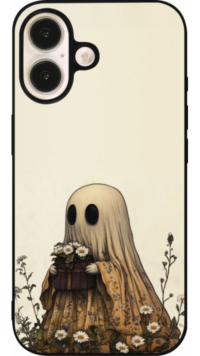Coque iPhone 16 - Silicone rigide noir Halloween 2025 Ghost gardener