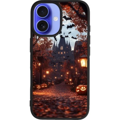 iPhone 16 Case Hülle - Silikon schwarz Halloween 2025 Haunted house