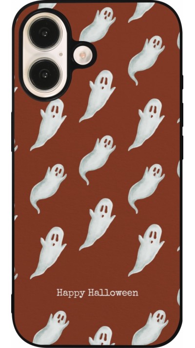 Coque iPhone 16 - Silicone rigide noir Halloween 2025 Pattern of ghosts