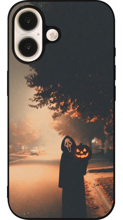 Coque iPhone 16 - Silicone rigide noir Halloween 2025 Scream